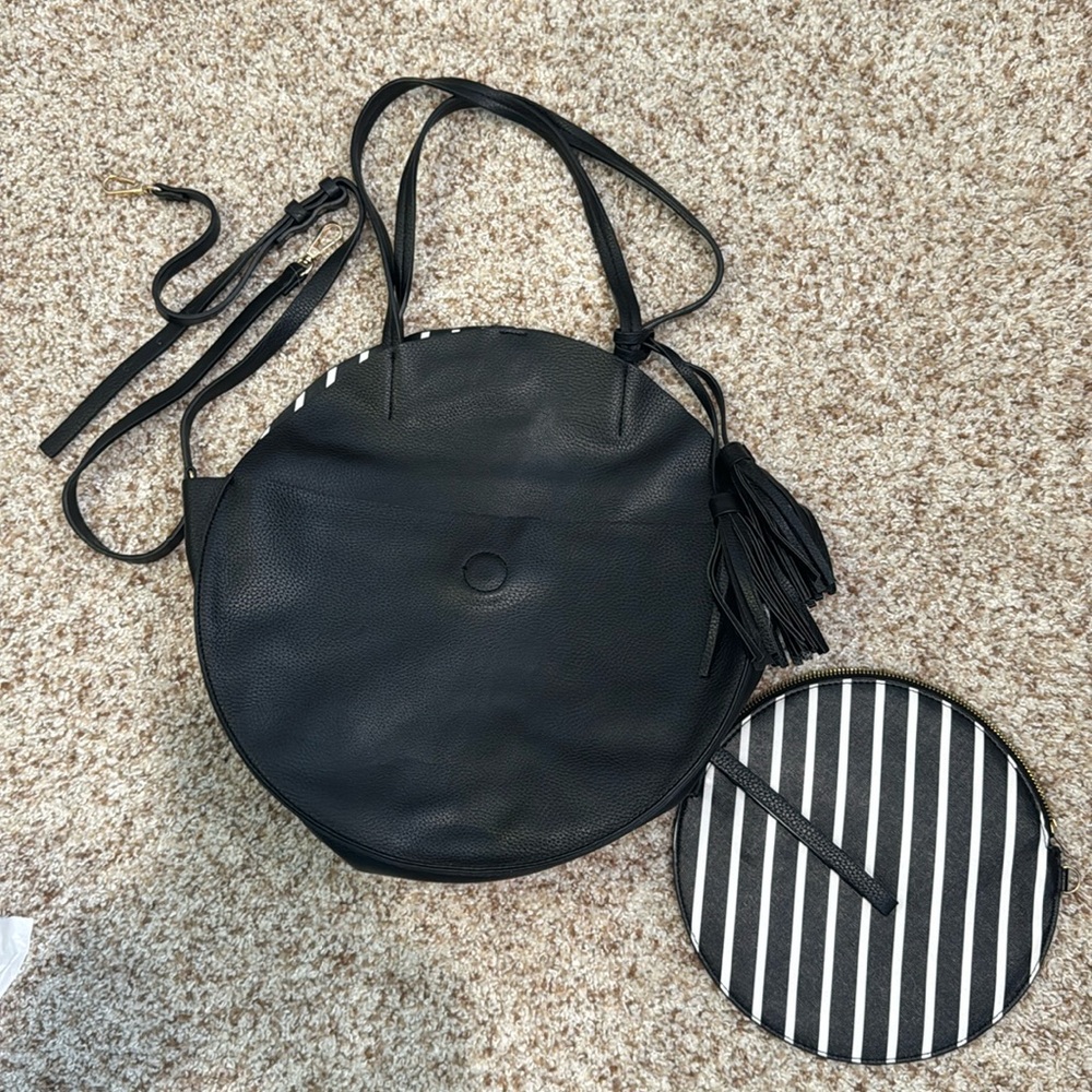 Anthropologie circular leather purse
